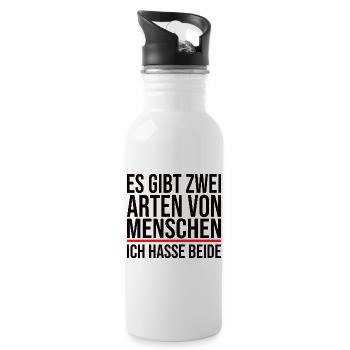 Es Gibt Zwei Arten Von Menschen - Lustiger Spruch - Trinkflasche mit integriertem Trinkhalm - Weiß - Rechts