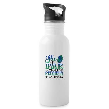 Inspirierend Sie ist viel wertvoller als - Trinkflasche mit integriertem Trinkhalm - Weiß - Rechts