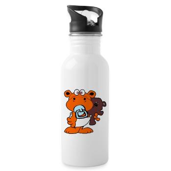 orange hippopotame nilperd filles enfants enfants bébé animal - Gourde avec paille intégrée - blanc - Droite