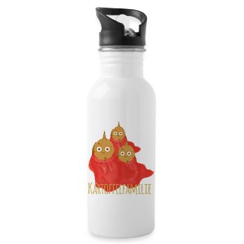 Kartoffeln, Familie,kartoffelfamilie, Helden, held - Trinkflasche mit integriertem Trinkhalm - Weiß - Rechts