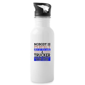 Trucker Gift Nobody Perfect Trucker Damn Close - Gourde avec paille intégrée - blanc - Droite