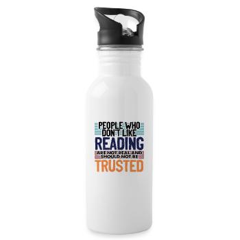 Leser schenkt Menschen, die nicht gerne lesen, nicht - Trinkflasche mit integriertem Trinkhalm - Weiß - Rechts