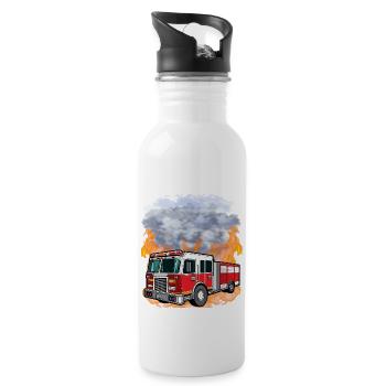 Fire brigade - Fire engine against flames and smoke - Water bottle with straw - white - Right