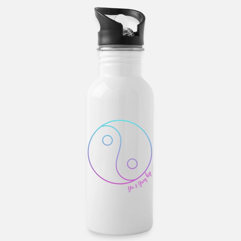Yin and yang hip - Trinkflasche mit integriertem Trinkhalm - Weiß