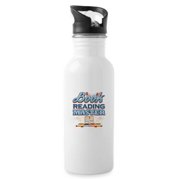Book Reading Master Librarian Gift Book Lover - Water bottle with straw - white - Right