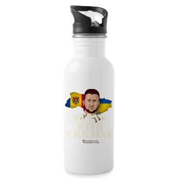 Ukraine Zelenskyi T-Shirt Moldova - Water bottle with straw - white - Right