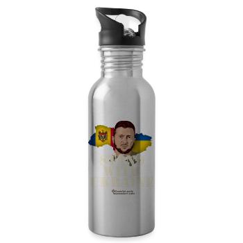 Ukraine Selenskyj T-Shirt Moldawien - Trinkflasche mit integriertem Trinkhalm - Lightsilver - Rechts