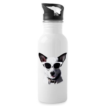 Dog with sunglasses Dog lover Dog owner - Water bottle with straw - white - Right