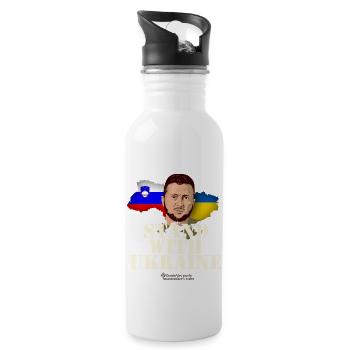 Slowenien Stand with Ukraine - Trinkflasche mit integriertem Trinkhalm - Weiß - Rechts