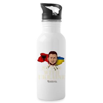 Albania Stand with Ukraine - Water bottle with straw - white - Right
