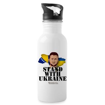 Ukraine Bosnien und Herzegowina - Trinkflasche mit integriertem Trinkhalm - Weiß - Rechts