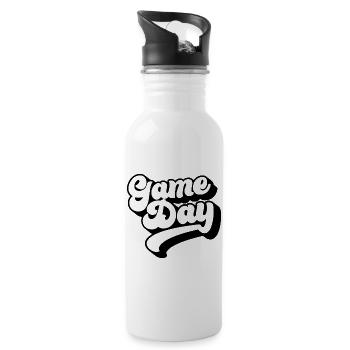 Game Day Football Lover Sports Fan Football Season - Water bottle with straw - white - Right