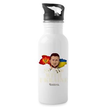 Ukraine Montenegro T-Shirt - Water bottle with straw - white - Right