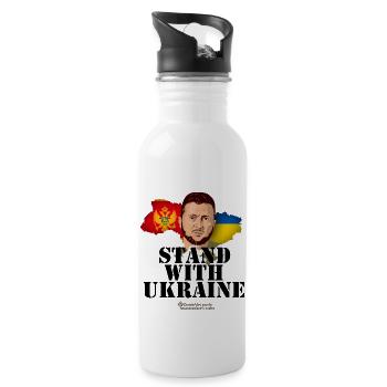 Montenegro Ukraine T-Shirt - Water bottle with straw - white - Right