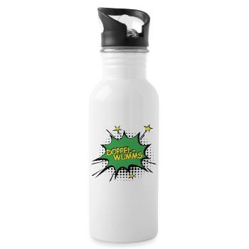 Doppelwumms Comic Style - Trinkflasche mit integriertem Trinkhalm - Weiß - Rechts