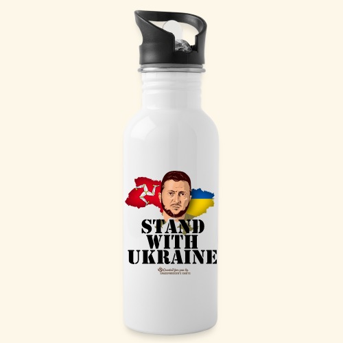 Ukraine Isle of Man - Trinkflasche mit integriertem Trinkhalm