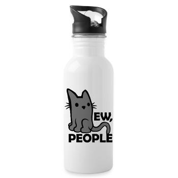 Zitat ew people Katze - Trinkflasche mit integriertem Trinkhalm - Weiß - Rechts