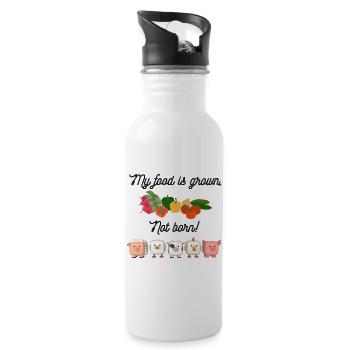 My food is grown not born. Vegan. - Trinkflasche mit integriertem Trinkhalm - Weiß - Rechts
