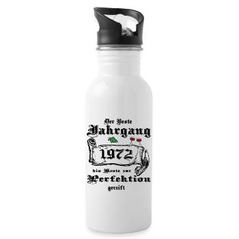 Bester Jahrgang 1972 Heute zur Perfektion gereift - Trinkflasche mit integriertem Trinkhalm - Weiß - Rechts