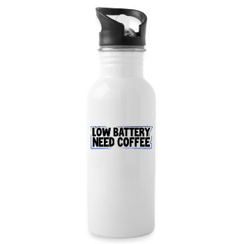 Coffee Lover Gift Low Battery Need Coffee Coffee - Water bottle with straw - white - Right