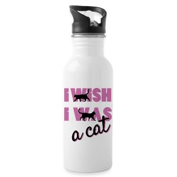 Pfotschafter Design: I wish I was a cat - Water bottle with straw - white - Right
