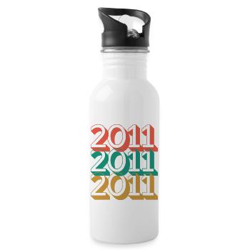 Anniversaire année 2011 / Vintage 2011 - Gourde avec paille intégrée - blanc - Droite