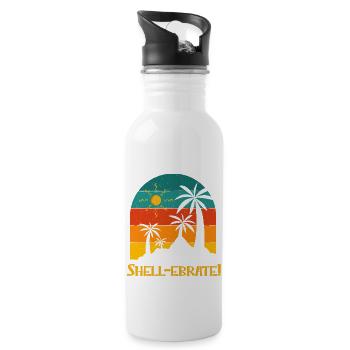 Shellebrate Beach Réunion Océan Anniversaire Été - Gourde avec paille intégrée - blanc - Droite