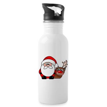 Weihnachts-Weihnachts-Rentier-Cartoon - Trinkflasche mit integriertem Trinkhalm - Weiß - Rechts