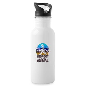 Bigfoot is My Spirit Animal, Bigfoot Lover, I - Water bottle with straw - white - Right