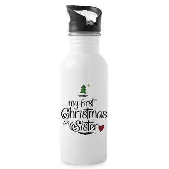 My first Christmas as Sister - Trinkflasche mit integriertem Trinkhalm - Weiß - Rechts