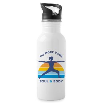 Seele und Körper. Machen Sie mehr Yoga - Trinkflasche mit integriertem Trinkhalm - Weiß - Rechts