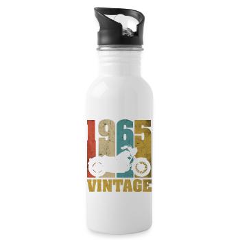 1965 Jahrgang Geburtstag Biker Motorrad Geschenk - Trinkflasche mit integriertem Trinkhalm - Weiß - Rechts