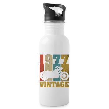 1977 Jahrgang Geburtstag Biker Motorrad Geschenk - Trinkflasche mit integriertem Trinkhalm - Weiß - Rechts