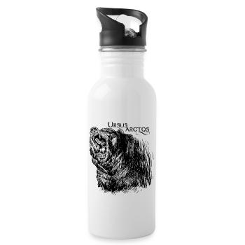 BROWN BEAR - Water bottle with straw - white - Right