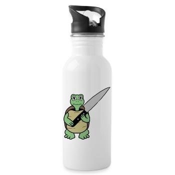 Killer Shildkröte- gemein und gefährlich - Trinkflasche mit integriertem Trinkhalm - Weiß - Rechts