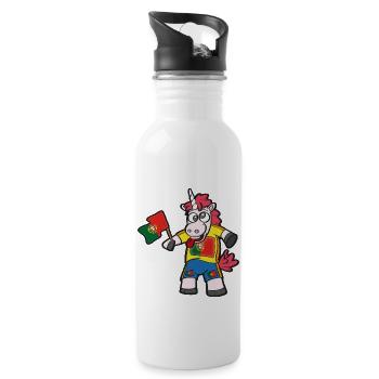 Licorne folle portugaise - Gourde avec paille intégrée - blanc - Droite