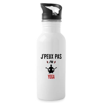 J'peux pas j'ai yoga phrase humoristique - Gourde avec paille intégrée - blanc - Droite