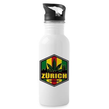 Cannabis - Trinkflasche mit integriertem Trinkhalm - Weiß - Rechts