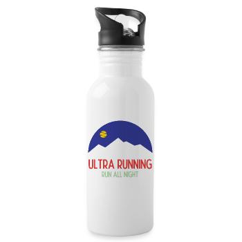Ultra Running – Laufen Sie die ganze Nacht - Trinkflasche mit integriertem Trinkhalm - Weiß - Rechts