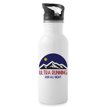 Ultra Running – Laufen Sie die ganze Nacht - Trinkflasche mit integriertem Trinkhalm - Weiß - Rechts