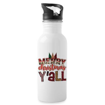 Merry Christmas Y'ALL - Water bottle with straw - white - Right