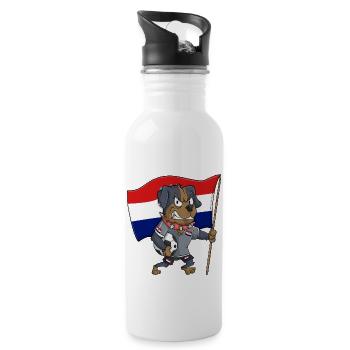 Croatia Fan Dog - Water bottle with straw - white - Right