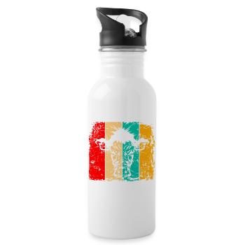 Kuh retro - Trinkflasche mit integriertem Trinkhalm - Weiß - Rechts