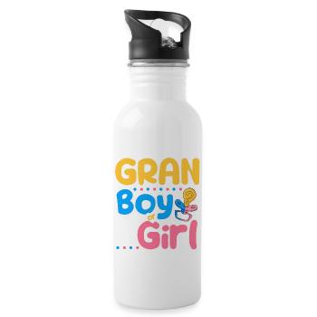 Pink or Blue Gran Loves You Best Grandma Ever - Trinkflasche mit integriertem Trinkhalm - Weiß - Rechts