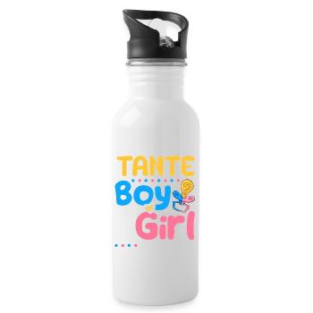Pink or Blue Tante Loves You Best Auntie Ever - Trinkflasche mit integriertem Trinkhalm - Weiß - Rechts