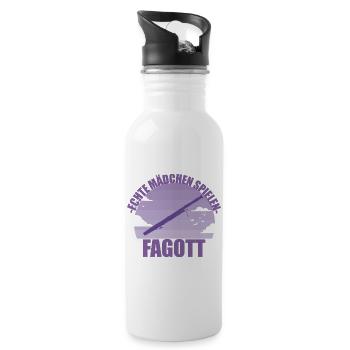 Fagott Musikerin Instrument Mädchen Geschenk - Trinkflasche mit integriertem Trinkhalm - Weiß - Rechts
