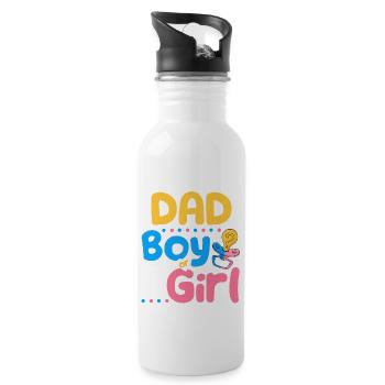 Pink or Blue Dad Loves You Best Daddy Ever - Trinkflasche mit integriertem Trinkhalm - Weiß - Rechts