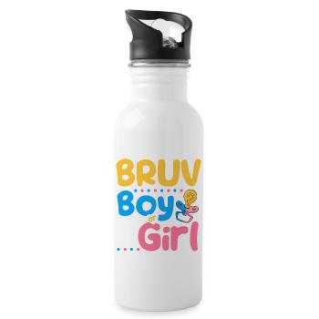 Pink or Blue Bruv Loves You Best Brother Ever Big - Water bottle with straw - white - Right