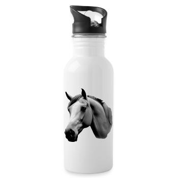 Pferd Skizze Bleistift Pferde Tier Porträts 8 - Trinkflasche mit integriertem Trinkhalm - Weiß - Rechts