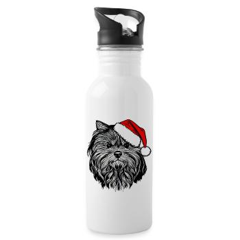 Weihnachten Hund süß lustig Hunde Tier Welpe 12 - Trinkflasche mit integriertem Trinkhalm - Weiß - Rechts